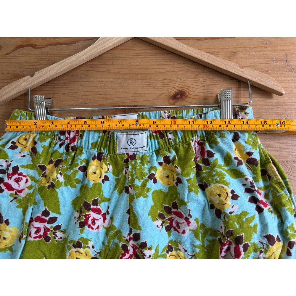 VTG Knotty Woodpecker Bloomer Shabby Chic Cottage Floral Ruffle Pajama Shorts M - Picture 5 of 8